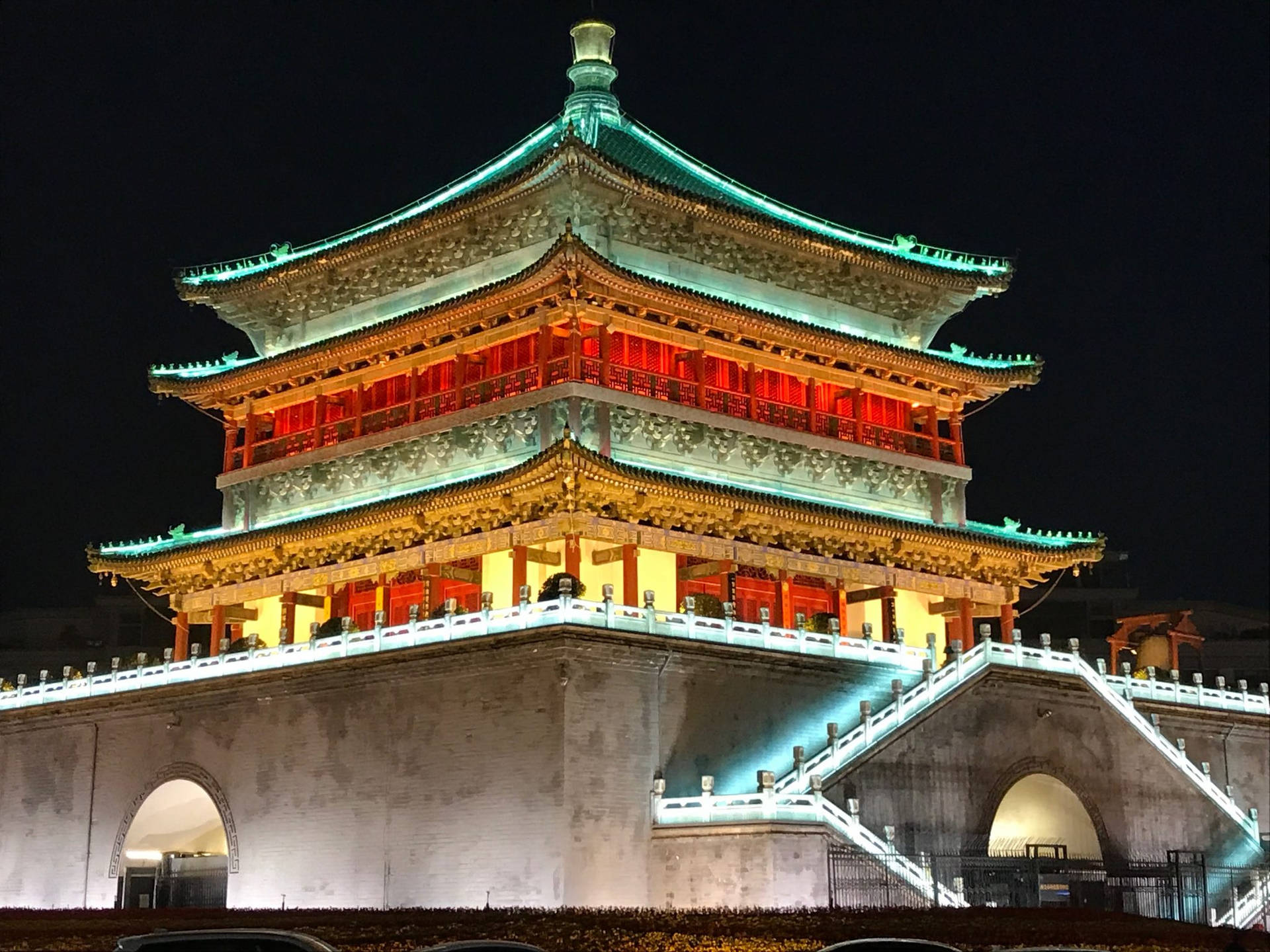 Xian Bell Tower At Night