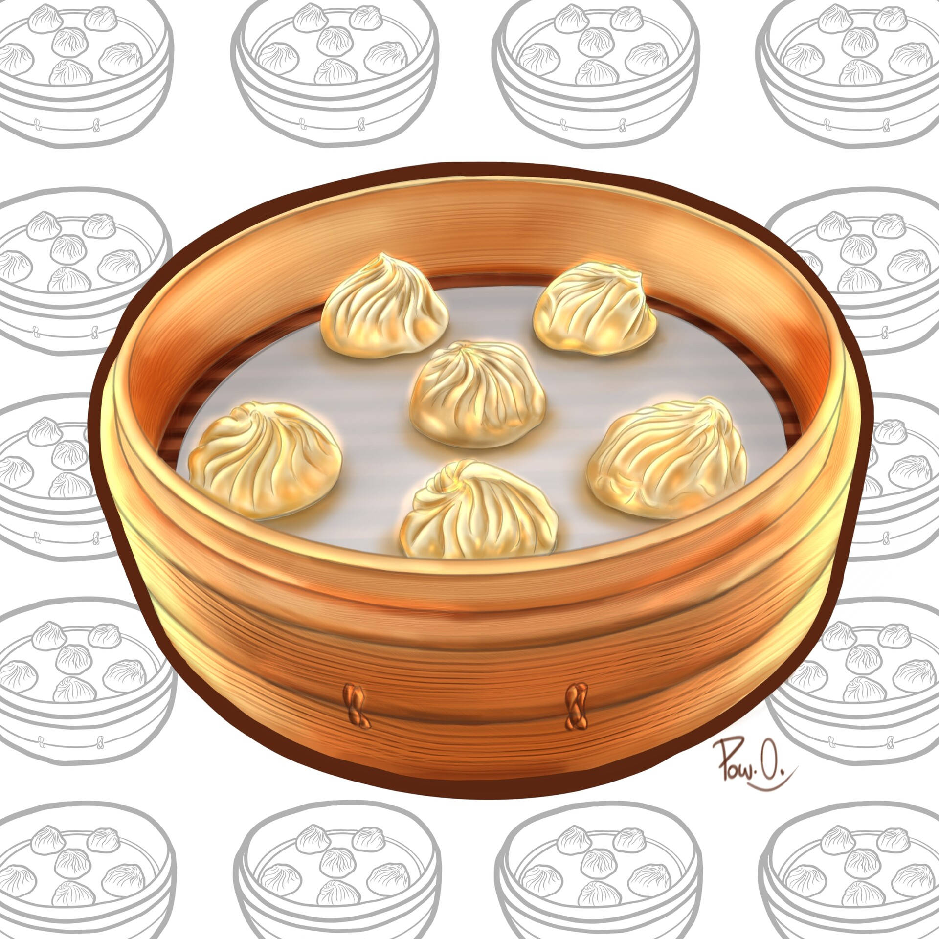 Xiaolongbao Dumpling Food Graphic Drawing Wallpaper