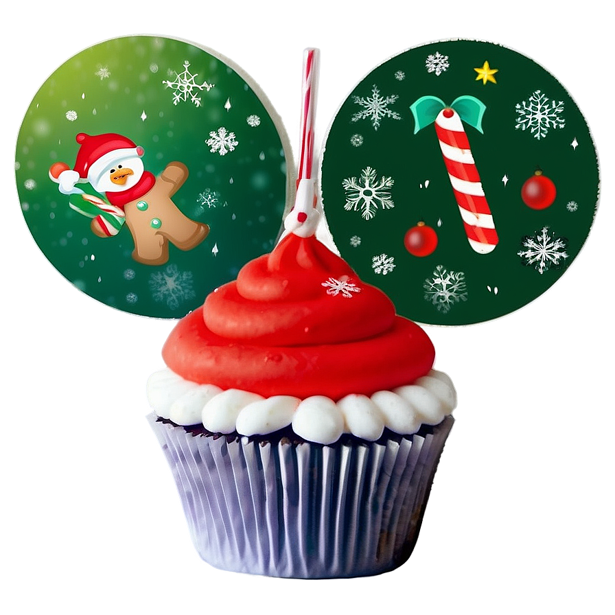 Xmas Themed Cupcake Toppers Png 06242024 PNG