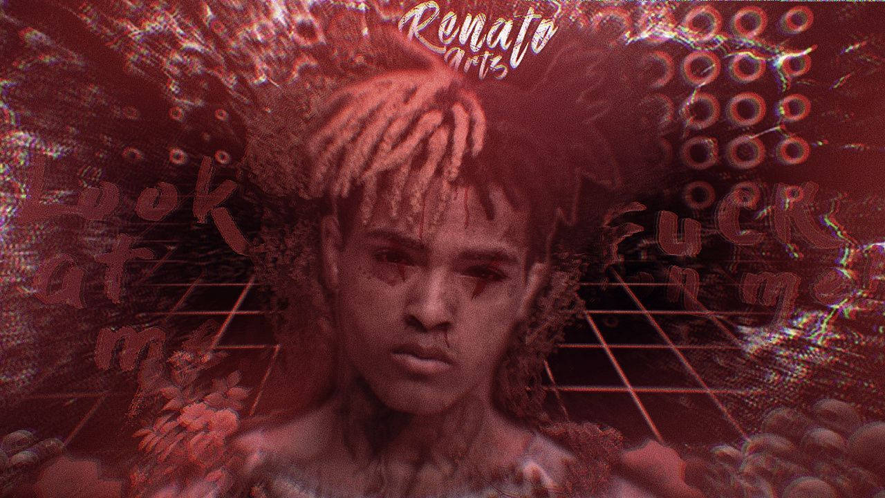 XX Tentacion In Red Abstract Backdrop Wallpaper