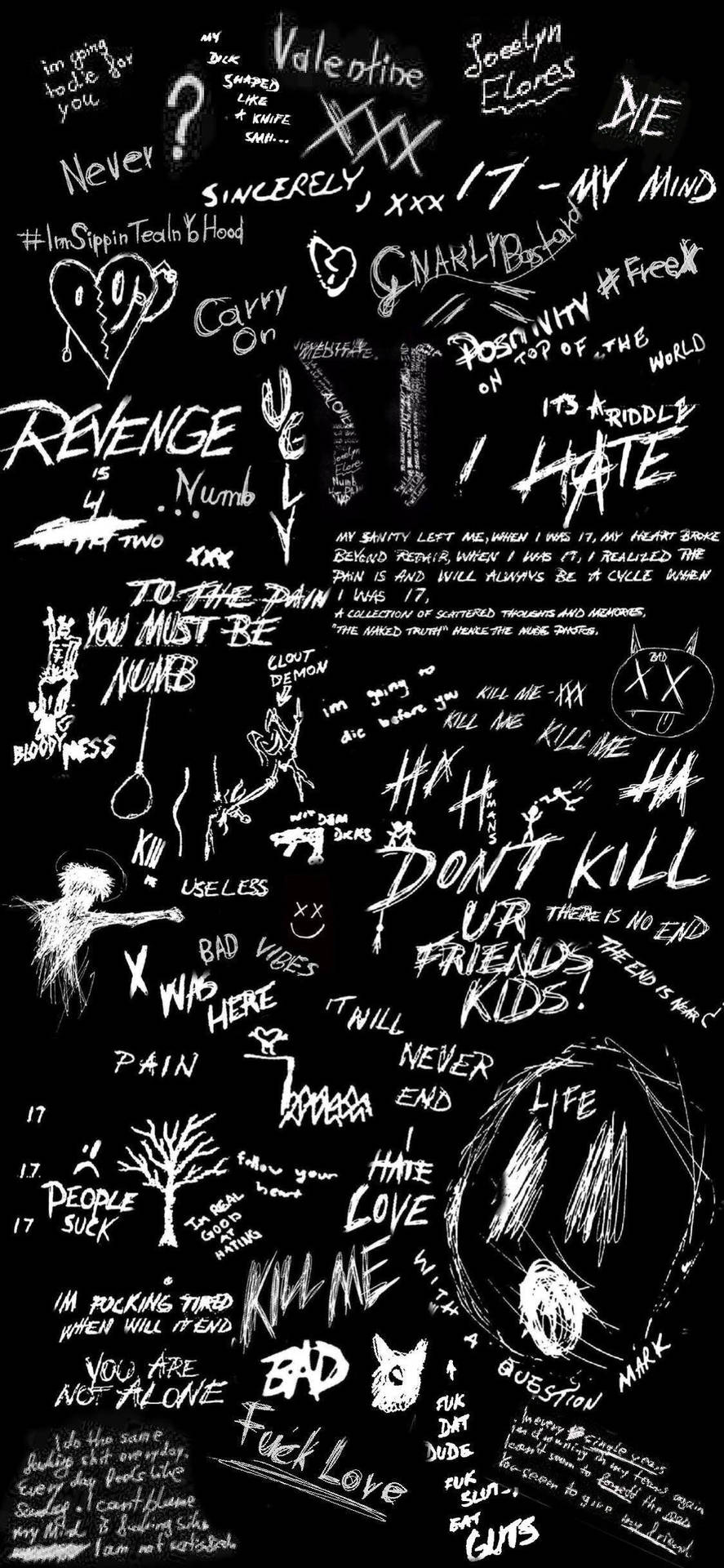 Xxxtentacion Aesthetic Song Lyrics Collage Wallpaper
