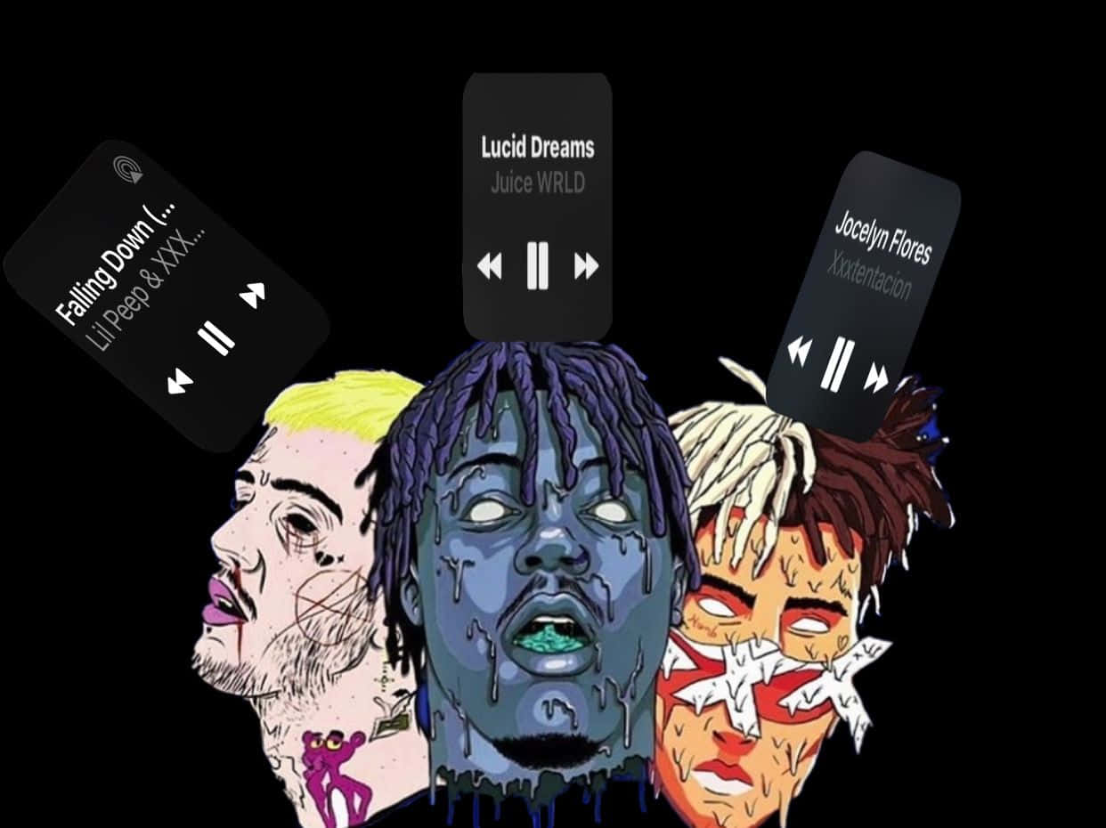 A Group Of People With Headphones And A Music Player Wallpaper