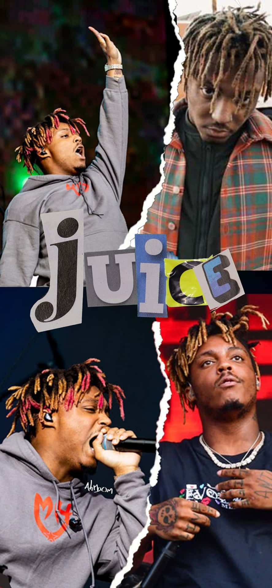 A Collage Of Pictures With The Word Juice Wallpaper