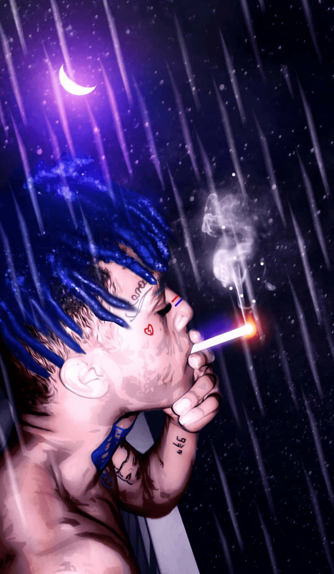 XXXTentacion shows off his trademark blue hair before a concert Wallpaper