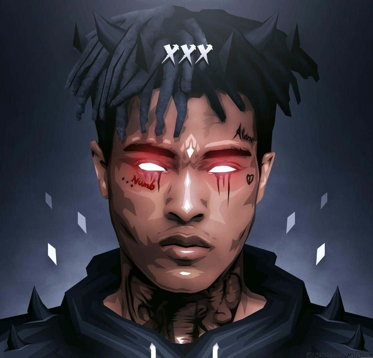 Download Rapper XXXTentacion with his signature blue hair Wallpaper