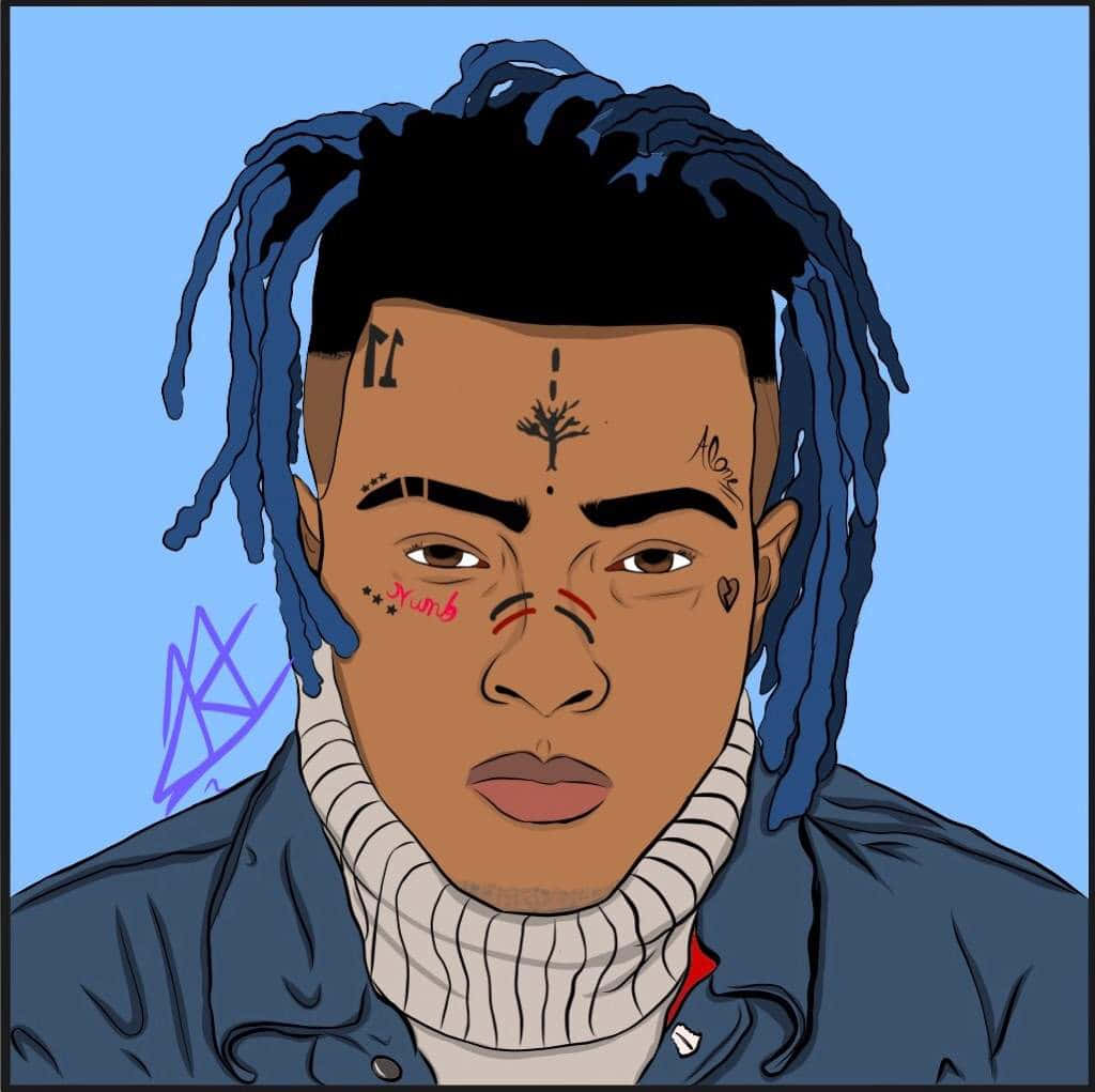 Rapper XXXTentacion in blue hair Wallpaper