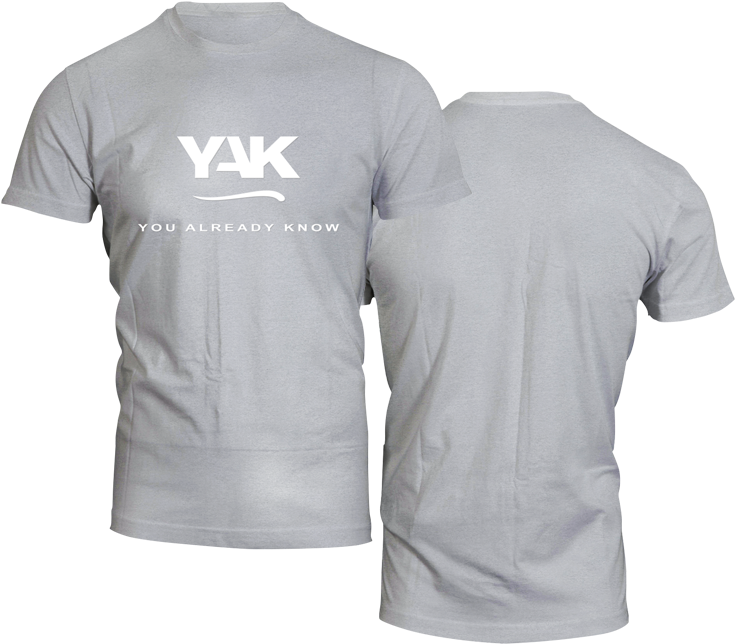 Y A K Gray T Shirt Mockup PNG