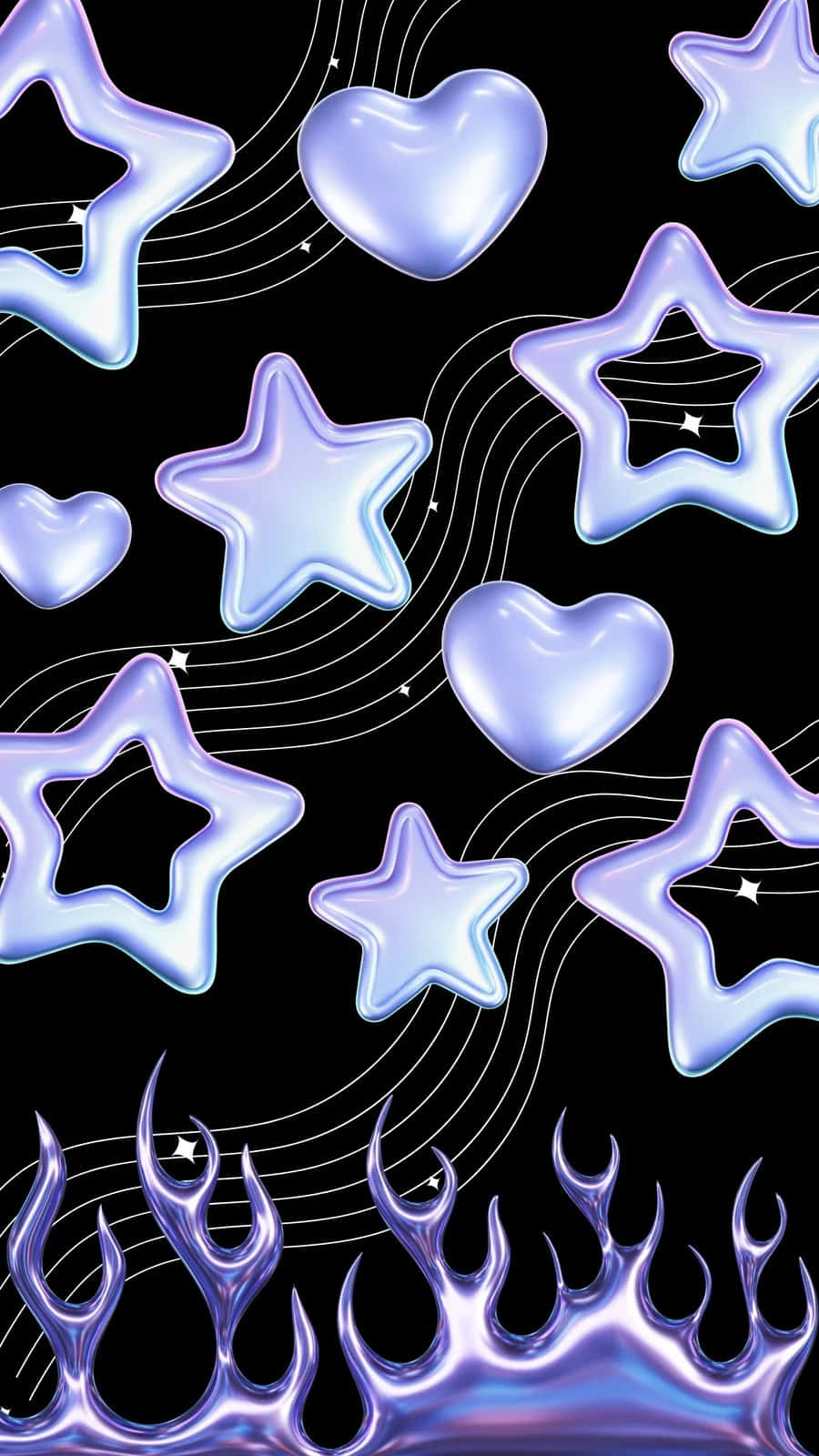 Y2 K Aesthetic Heartsand Stars Wallpaper
