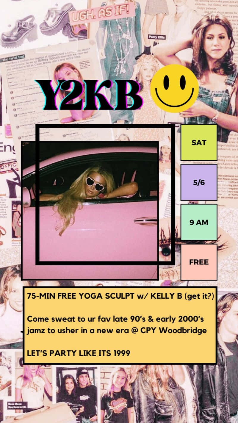 Y2 K B Early2000s Yoga Event Flyer Wallpaper