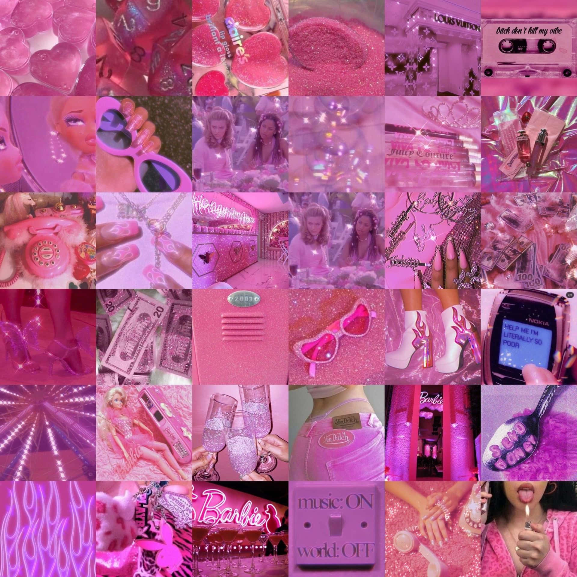 Y2 K Pink Aesthetic Collage.jpg Wallpaper
