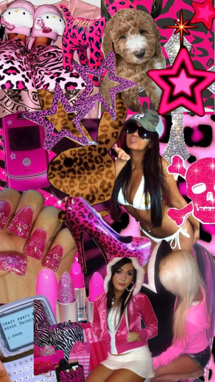 Y2 K Pink Aesthetic Collage Wallpaper