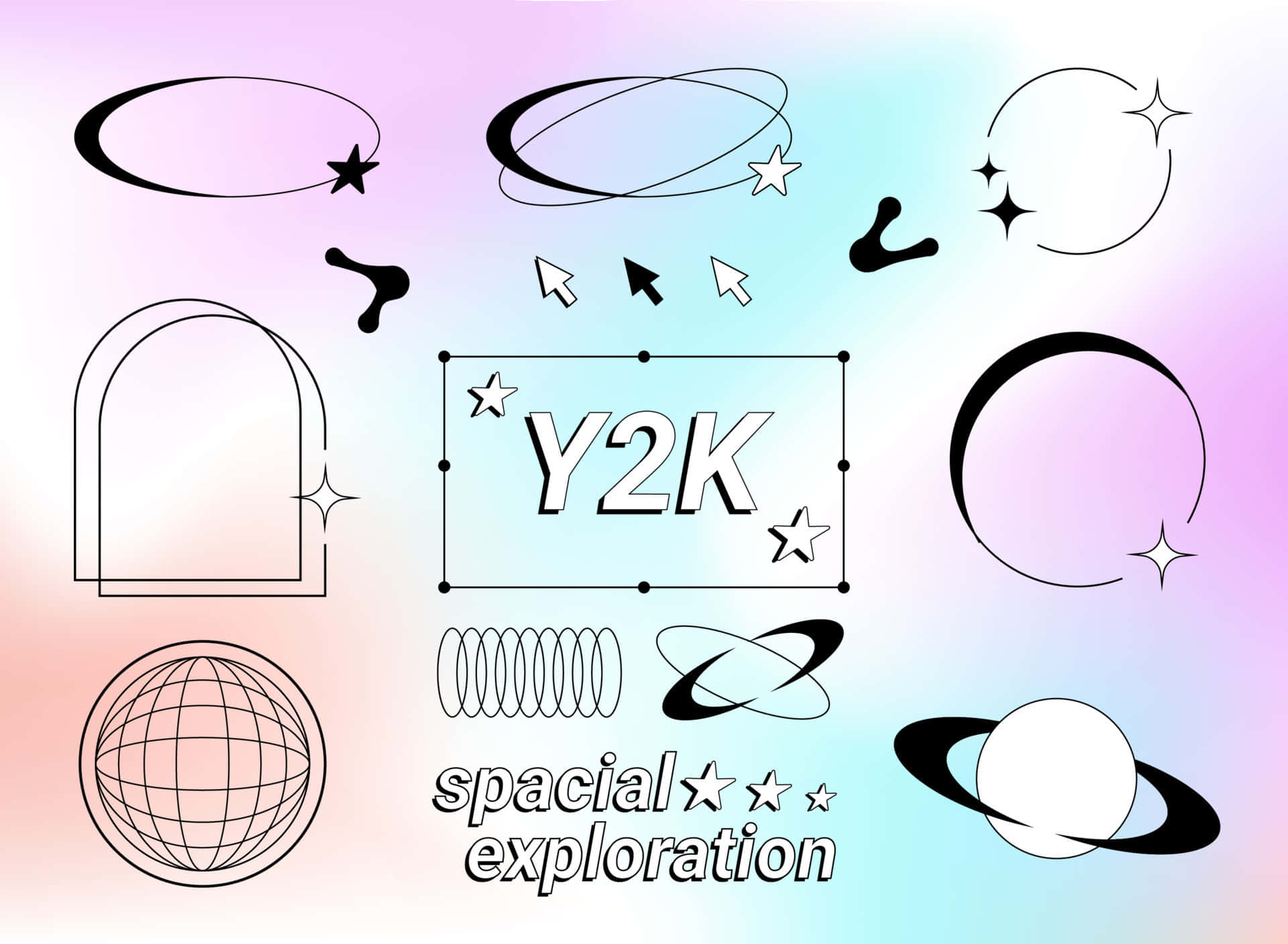 Y2 K Space Aesthetic Graphic Wallpaper