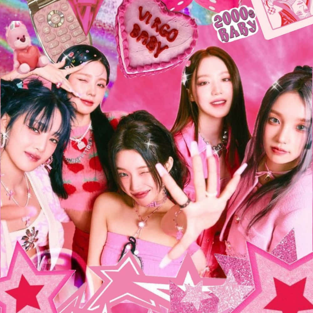 Y2 K Themed Girl Group Pose Wallpaper