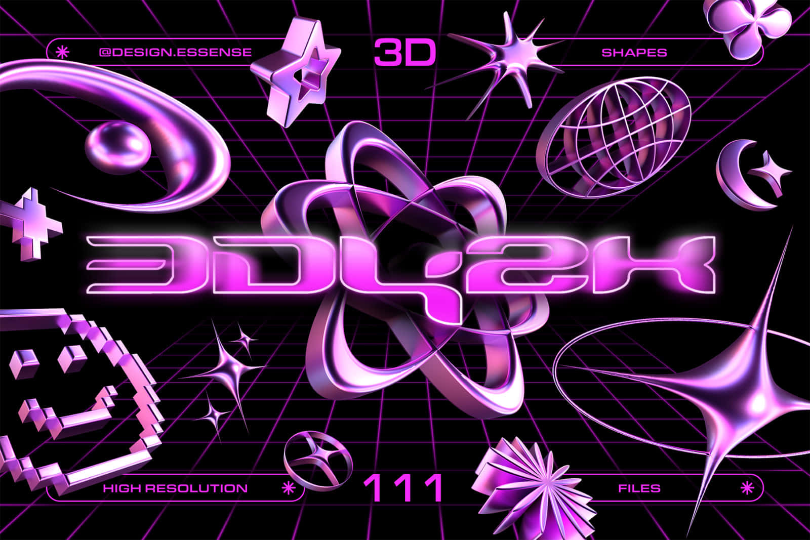 Y2 K3 D Graphic Design Purple Theme Wallpaper