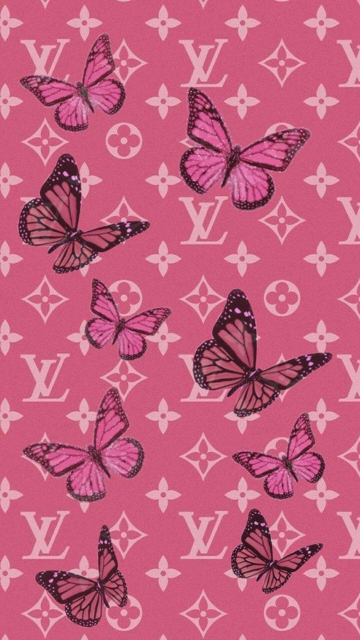 Y2k Aesthetic Lv Butterflies Wallpaper