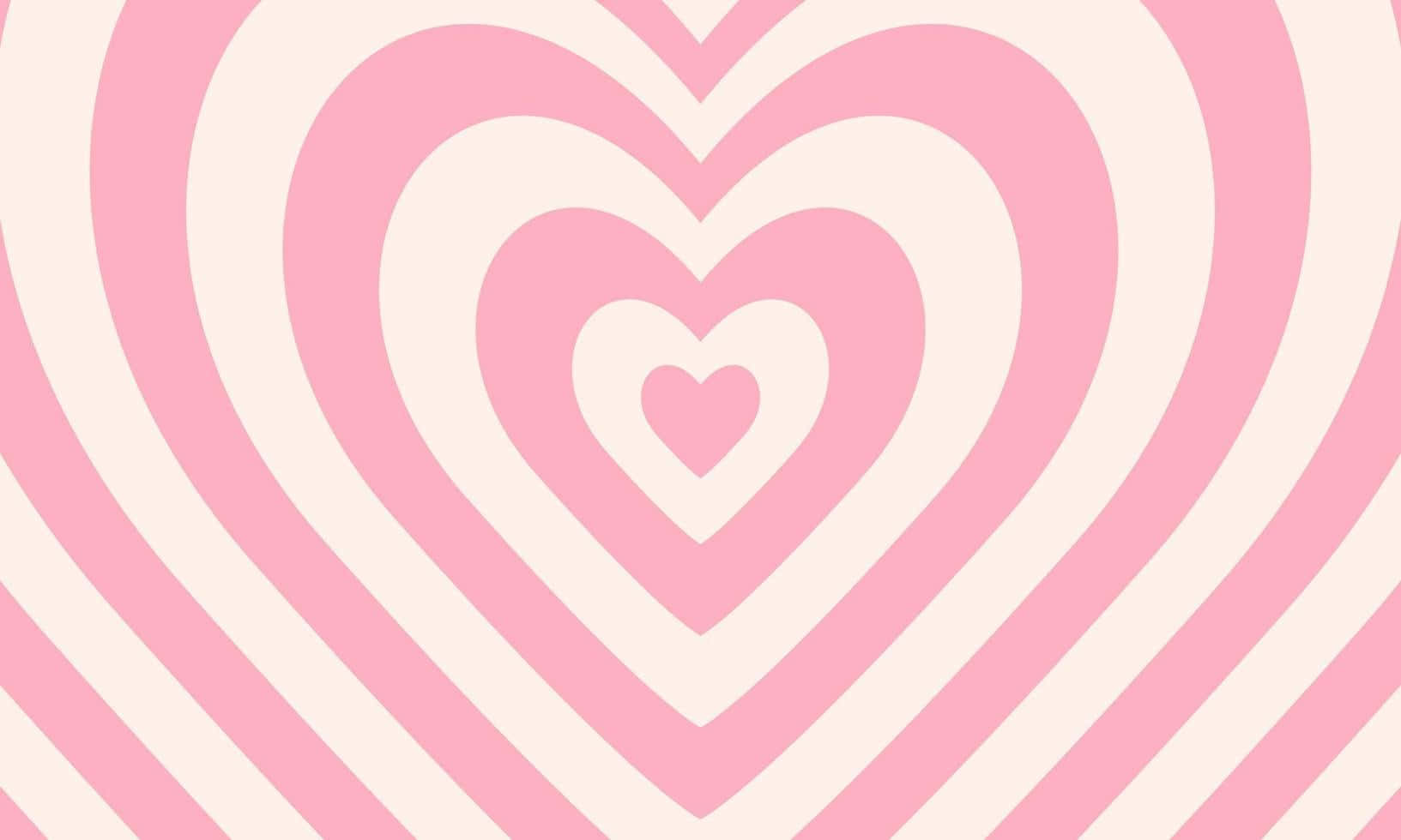 A Pink And White Striped Background With Hearts