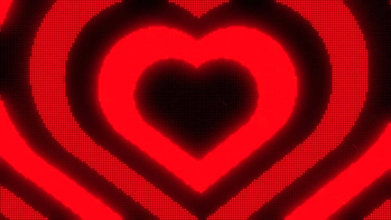 A Red Heart Shaped Screen With Black Lines