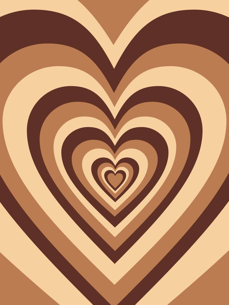 Y2k Heart In Coffee Brown Colour Wallpaper