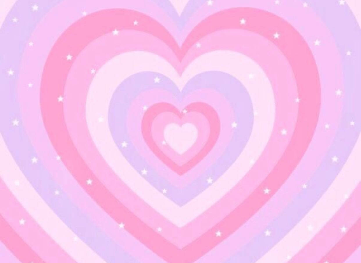Y2k Heart In Cotton Candy Pink Wallpaper
