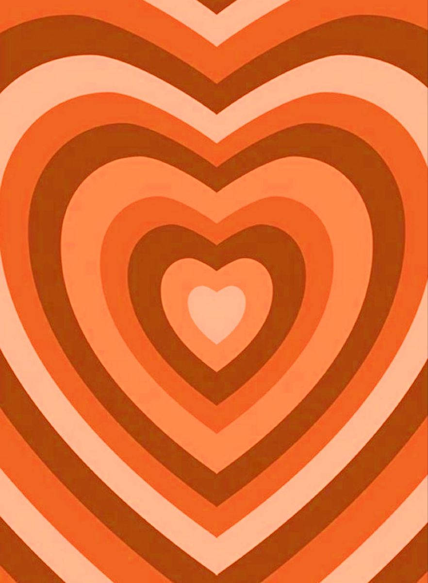 Y2k Heart In Shaded Orange Colour Wallpaper