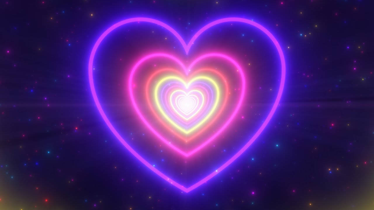 Y2k Heart Neon Lights Wallpaper