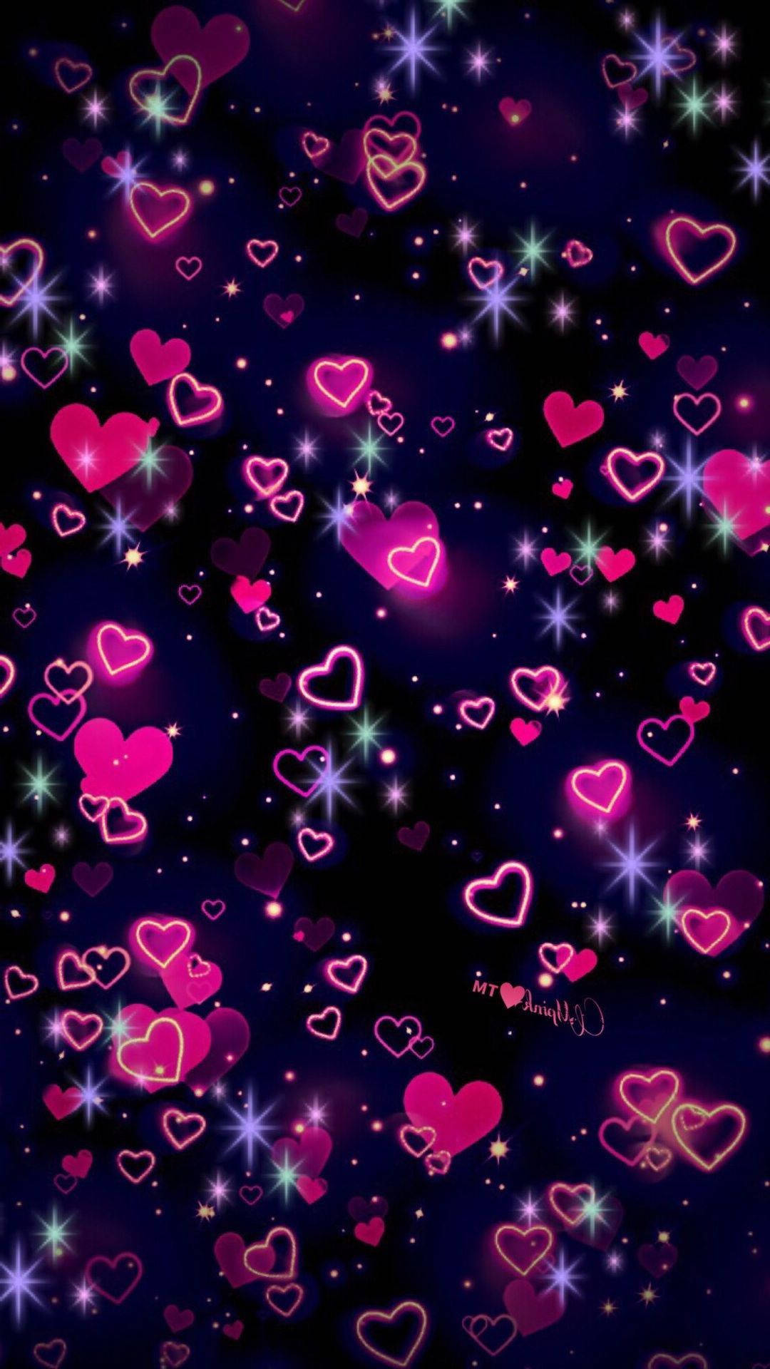Y2k Hearts In Glowing Pink Colour Wallpaper
