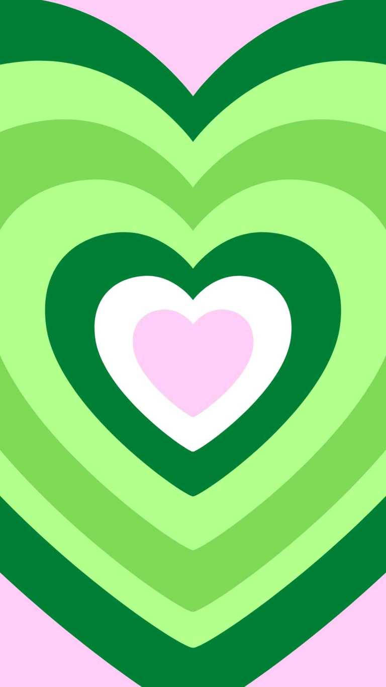 Y2k Hearts In Green Colours Wallpaper