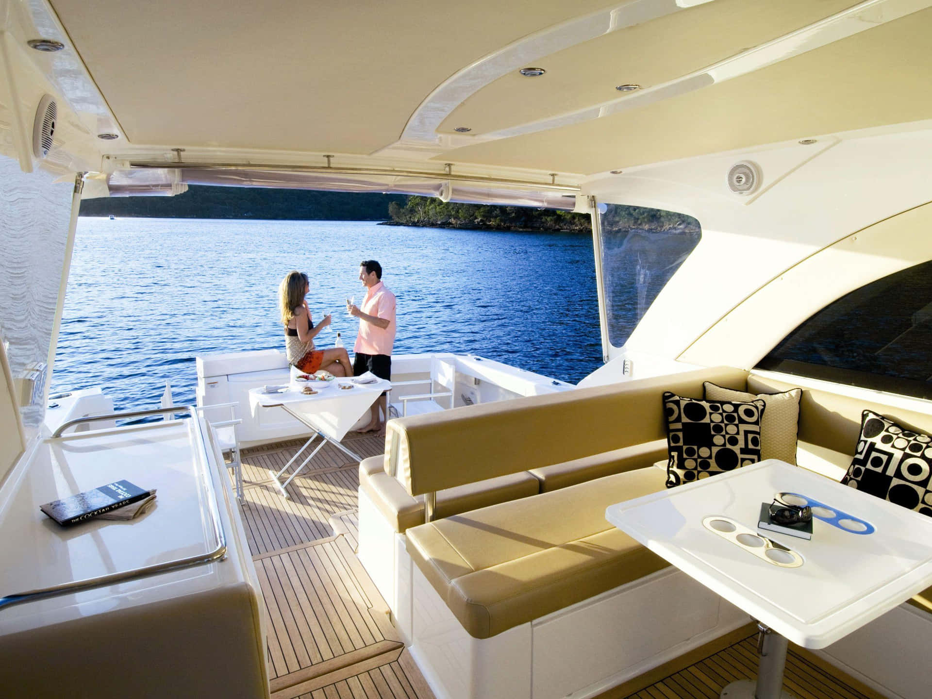 A Luxurious Yacht in a Serene Coastline