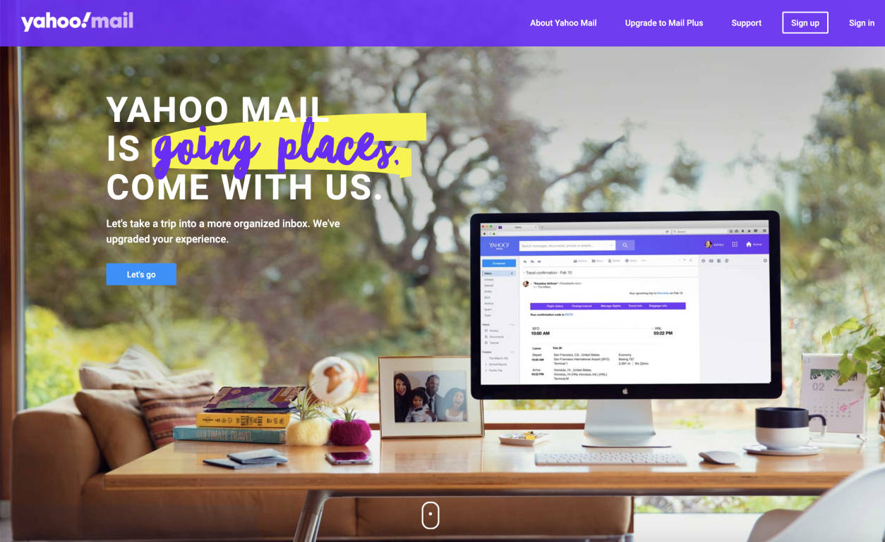 Yahoo Mail er ved at gå steder med stilfulde indrammede billeder. Wallpaper