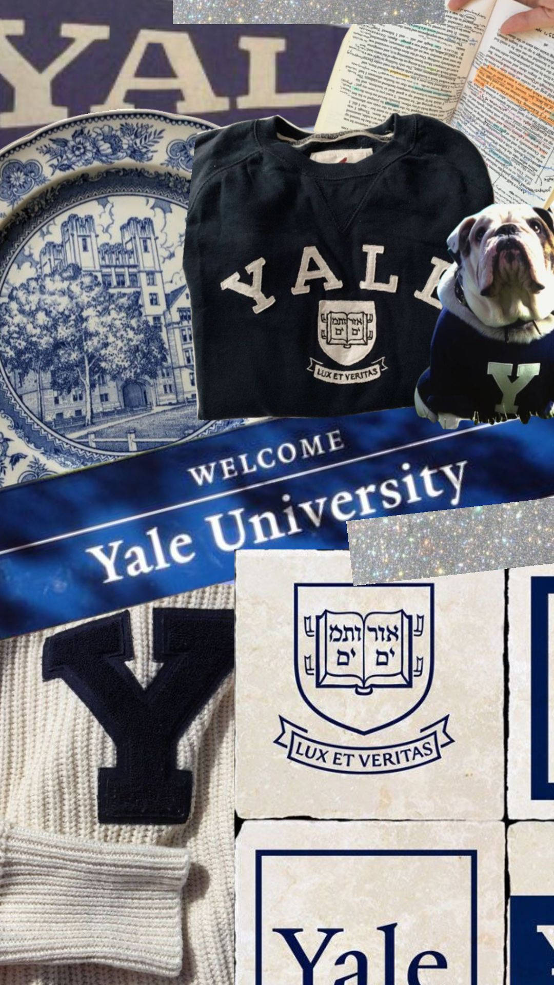 Yale Universität Banner Collage Wallpaper