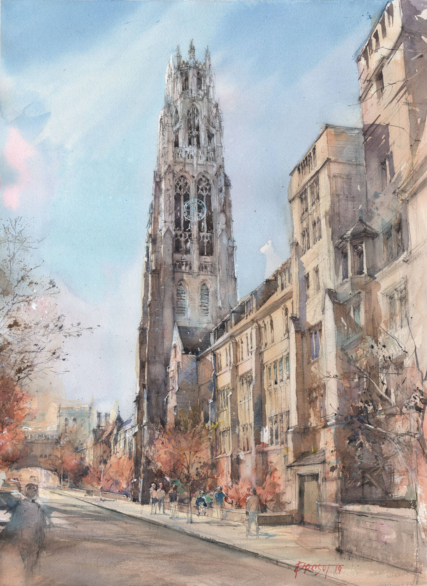 Pinturade La Torre De La Universidad De Yale Fondo de pantalla