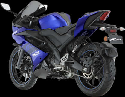 Yamaha R15 Blue Sportbike PNG