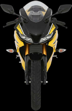 Yamaha R15 Front View Yellow Black PNG