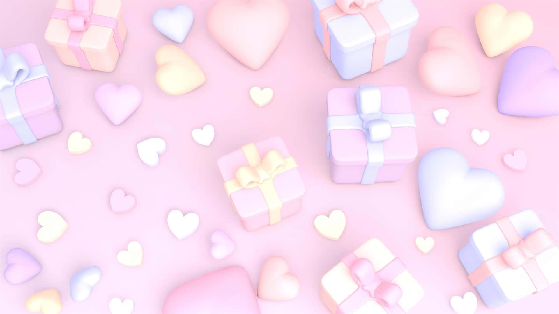 Valentine's Day Background With Hearts And Gift Boxes Wallpaper
