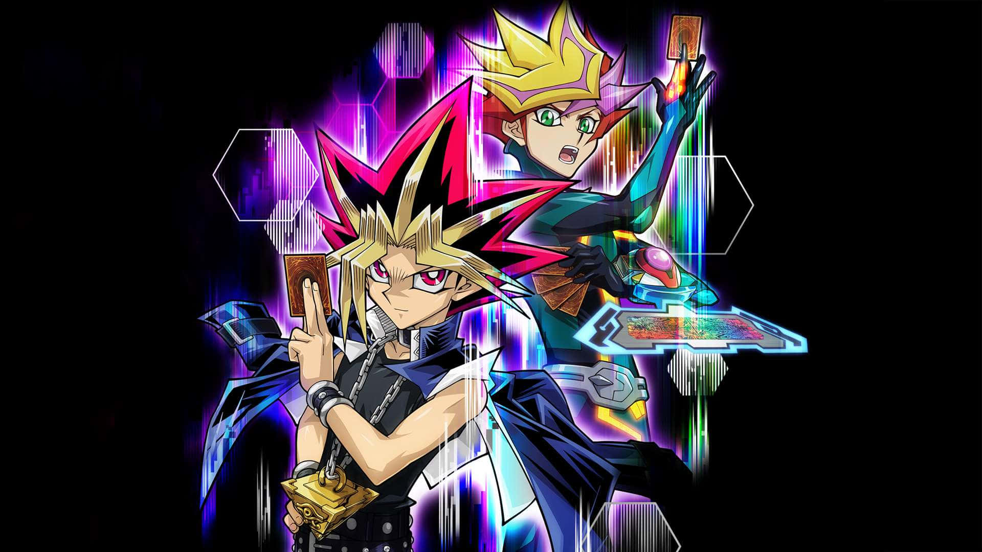 Yami Yugi displaying his Duelist prowess in a captivating 1920x1080 wallpaper. Wallpaper