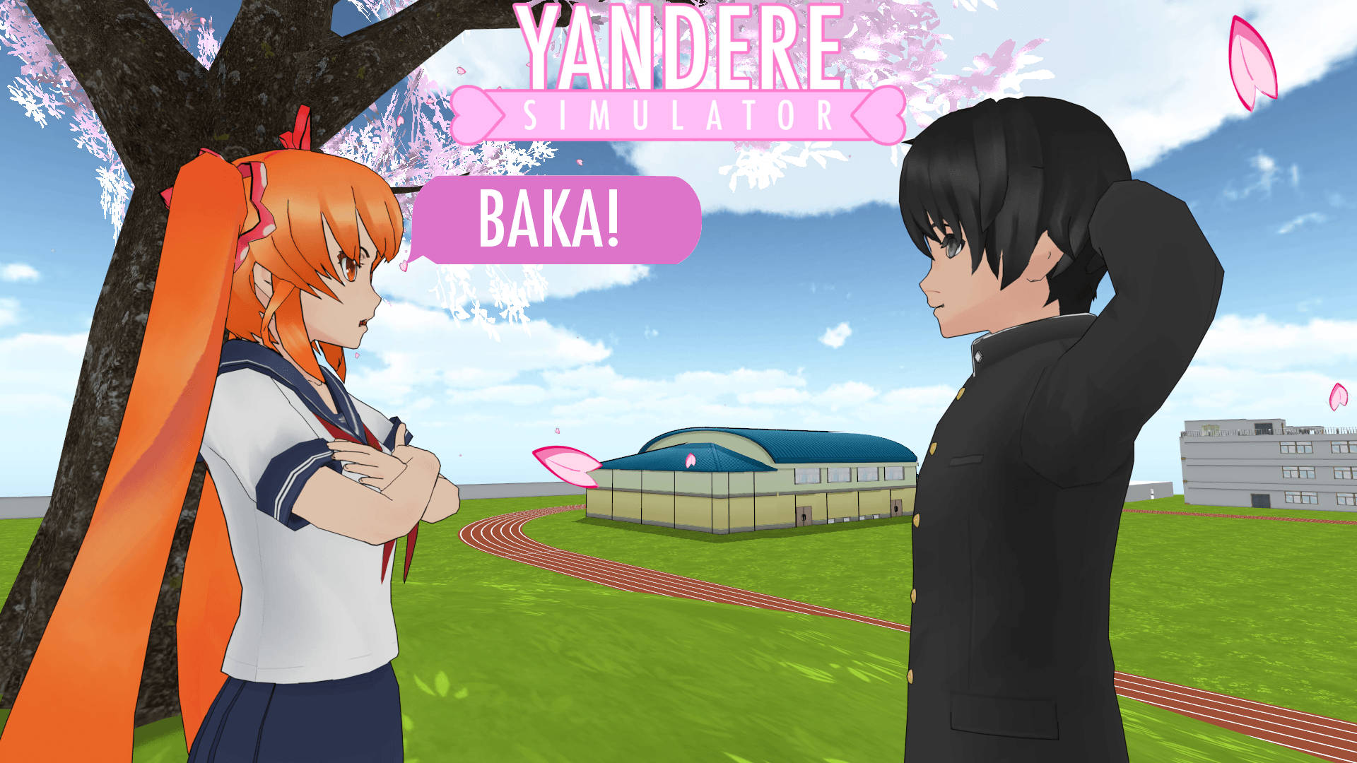Osana najimi (yandere simulator) next to a sakura tree