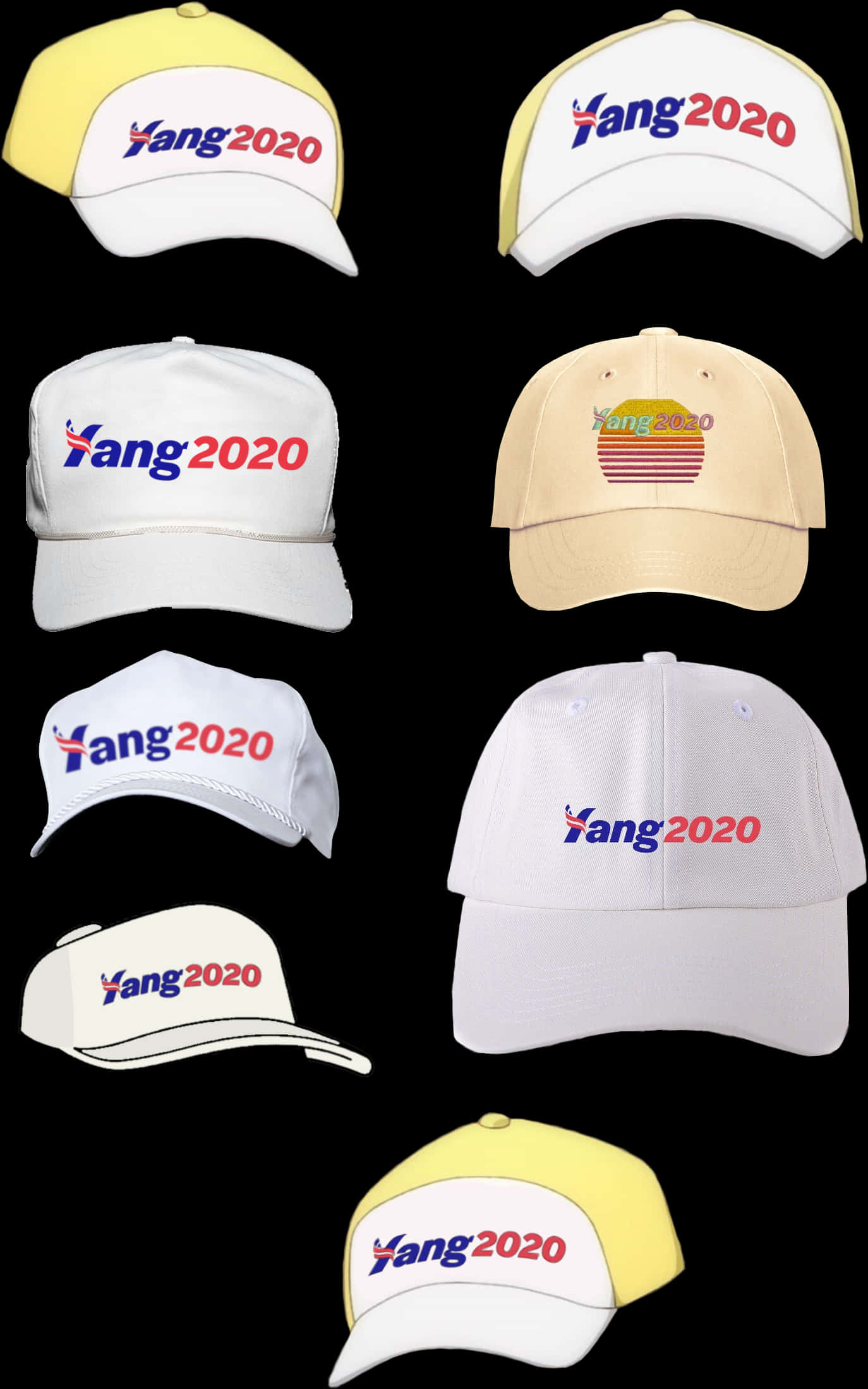 Yang2020 Campaign Hats Collection PNG