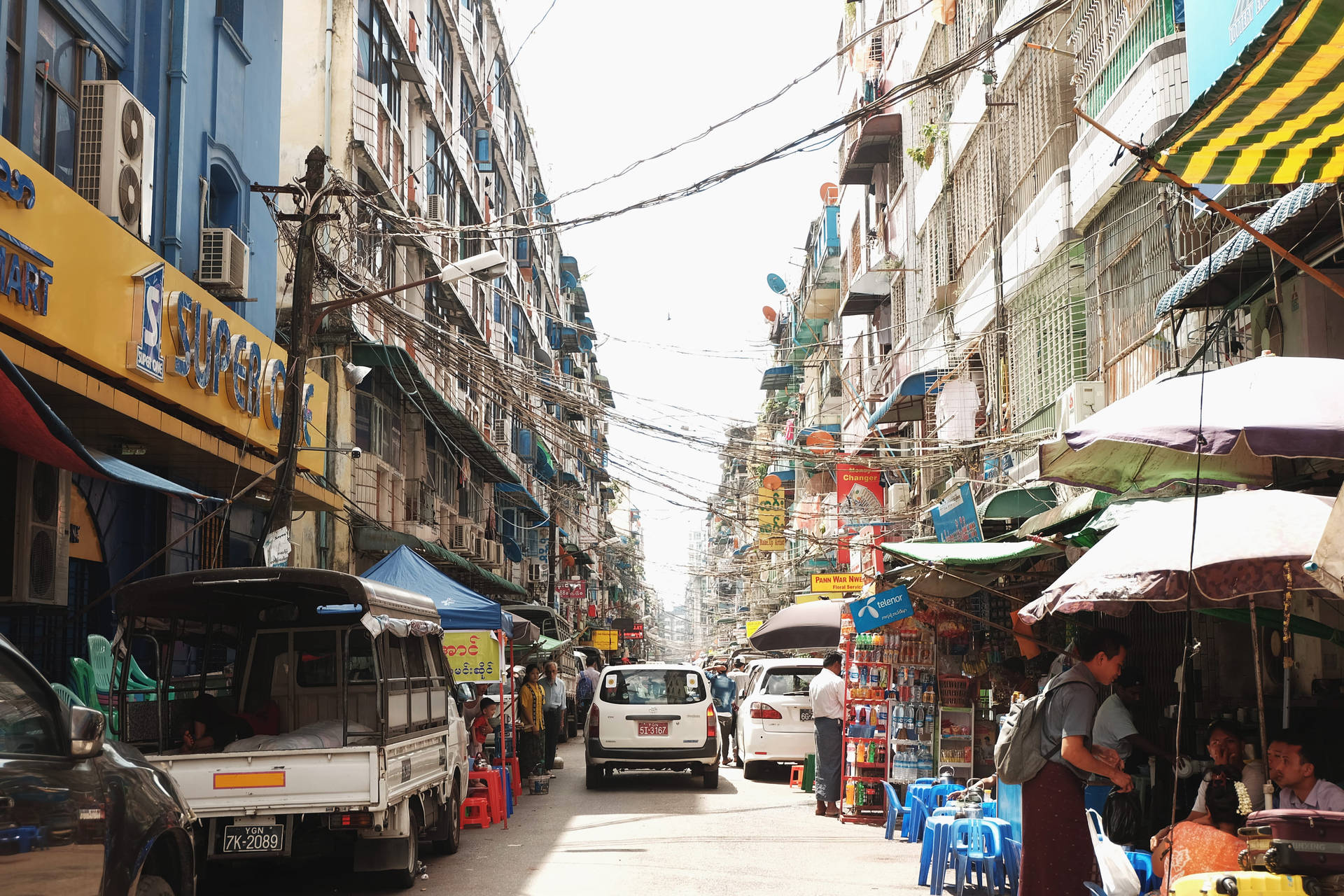 Lugar De Mercado De La Ciudad De Yangon Fondo de pantalla