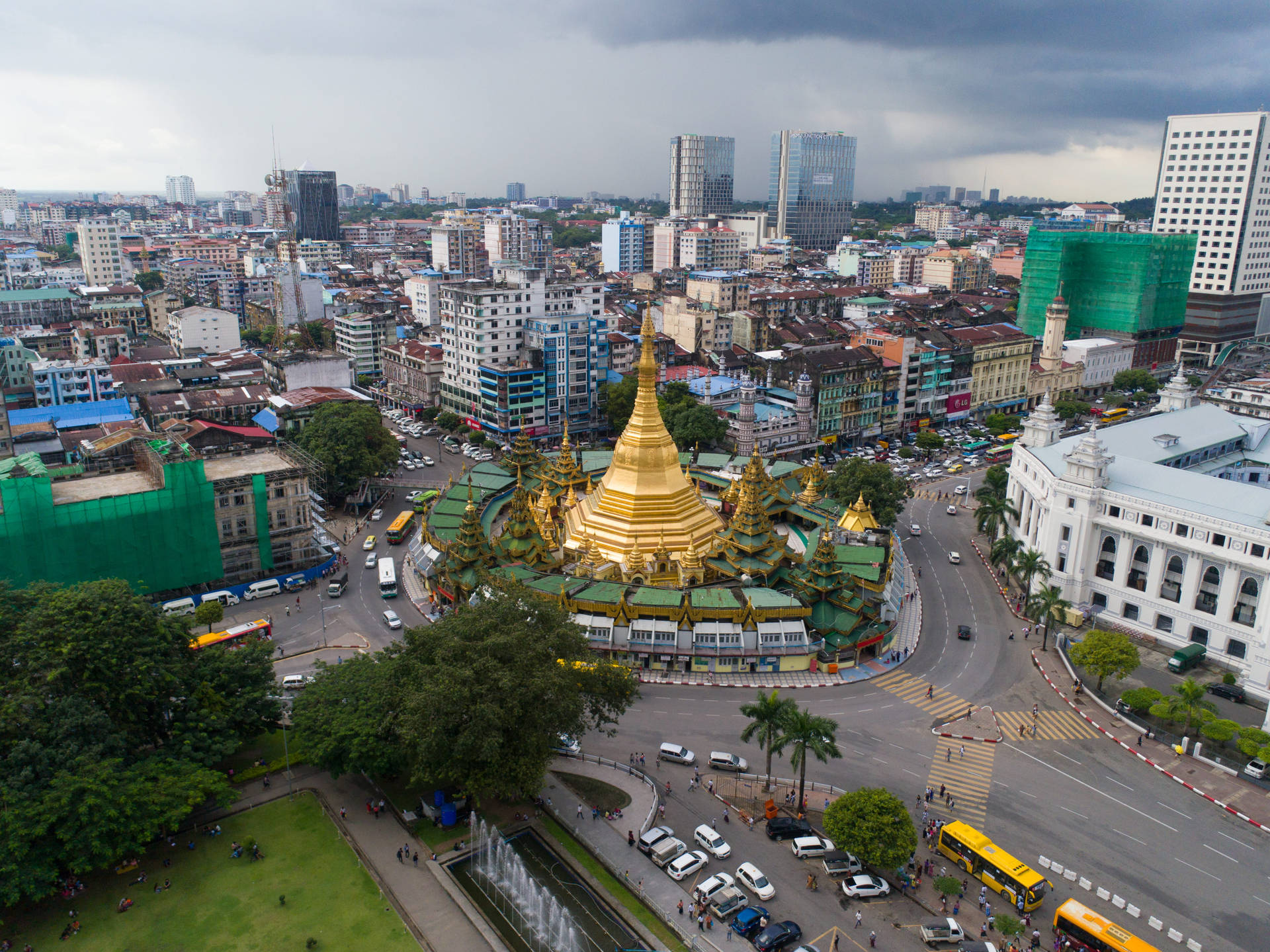 Pagode De Yangon Sule Papel de Parede