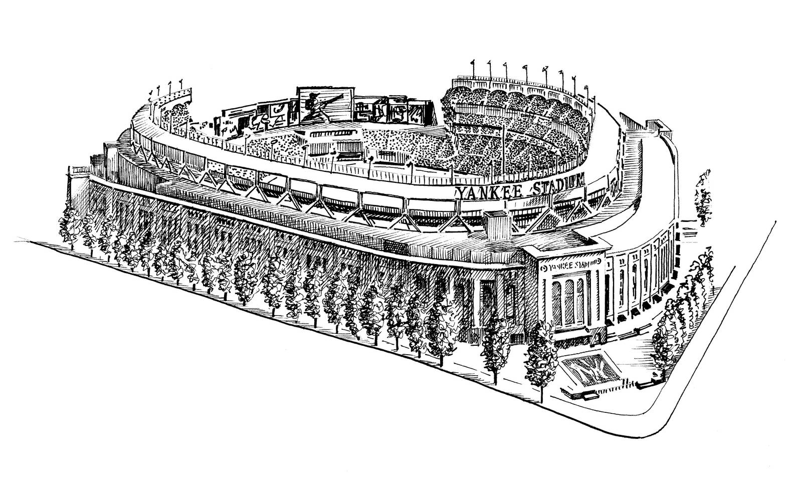 Yankee Stadium Hand-drawn Illustration Wallpaper