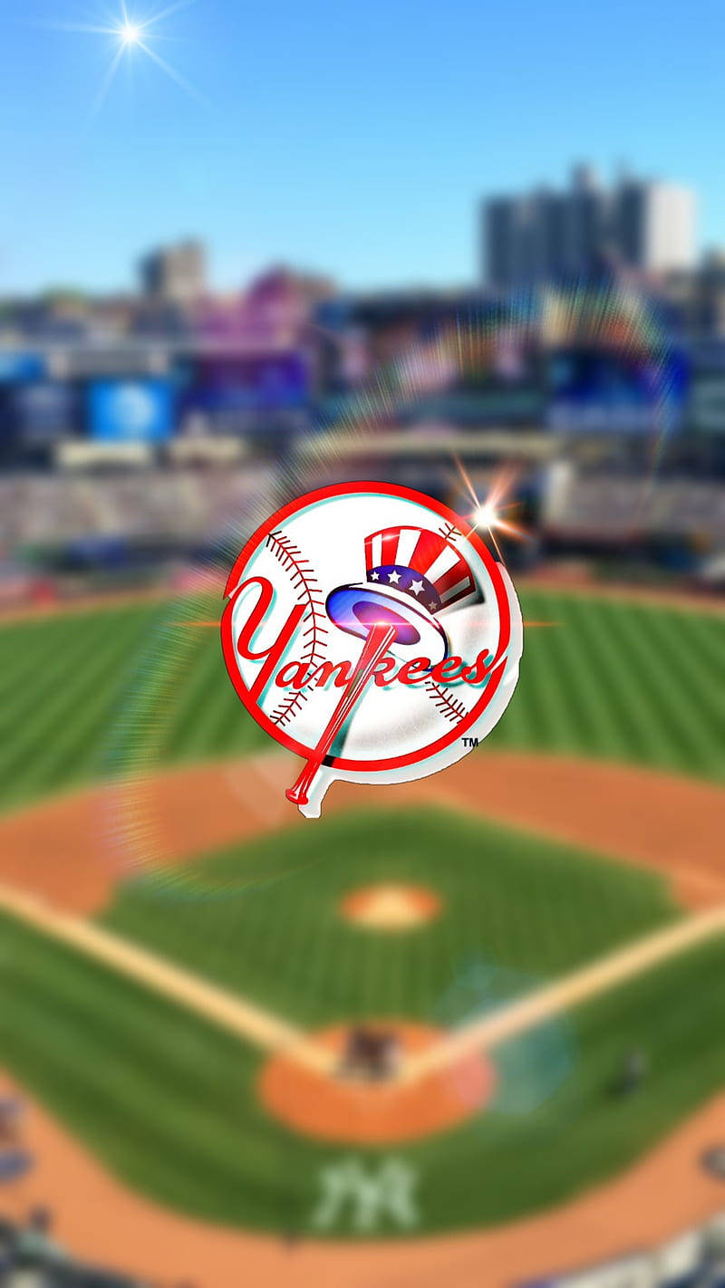 Yankees Baseball Logo Over Yankee Stadium Wallpaper