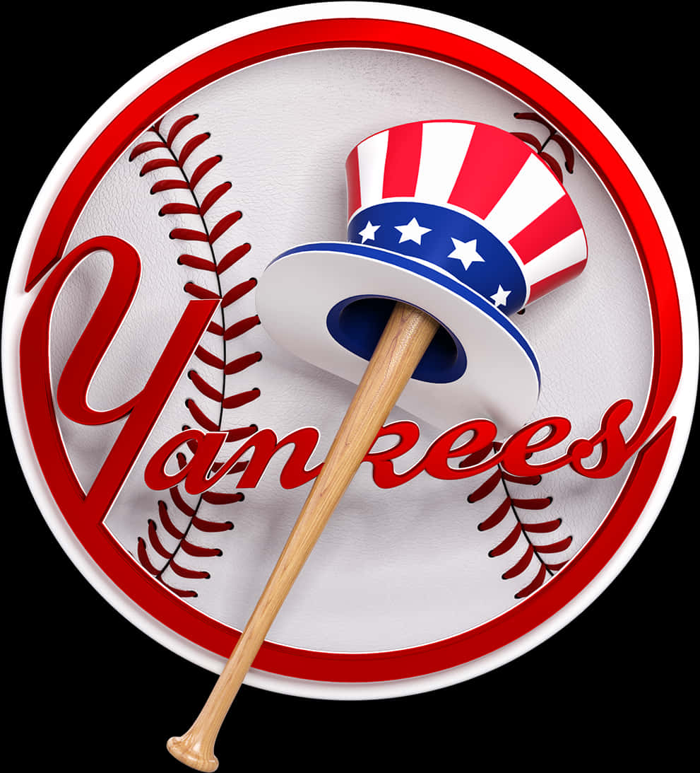 Yankees Logowith Uncle Sam Hatand Baseball Bat PNG