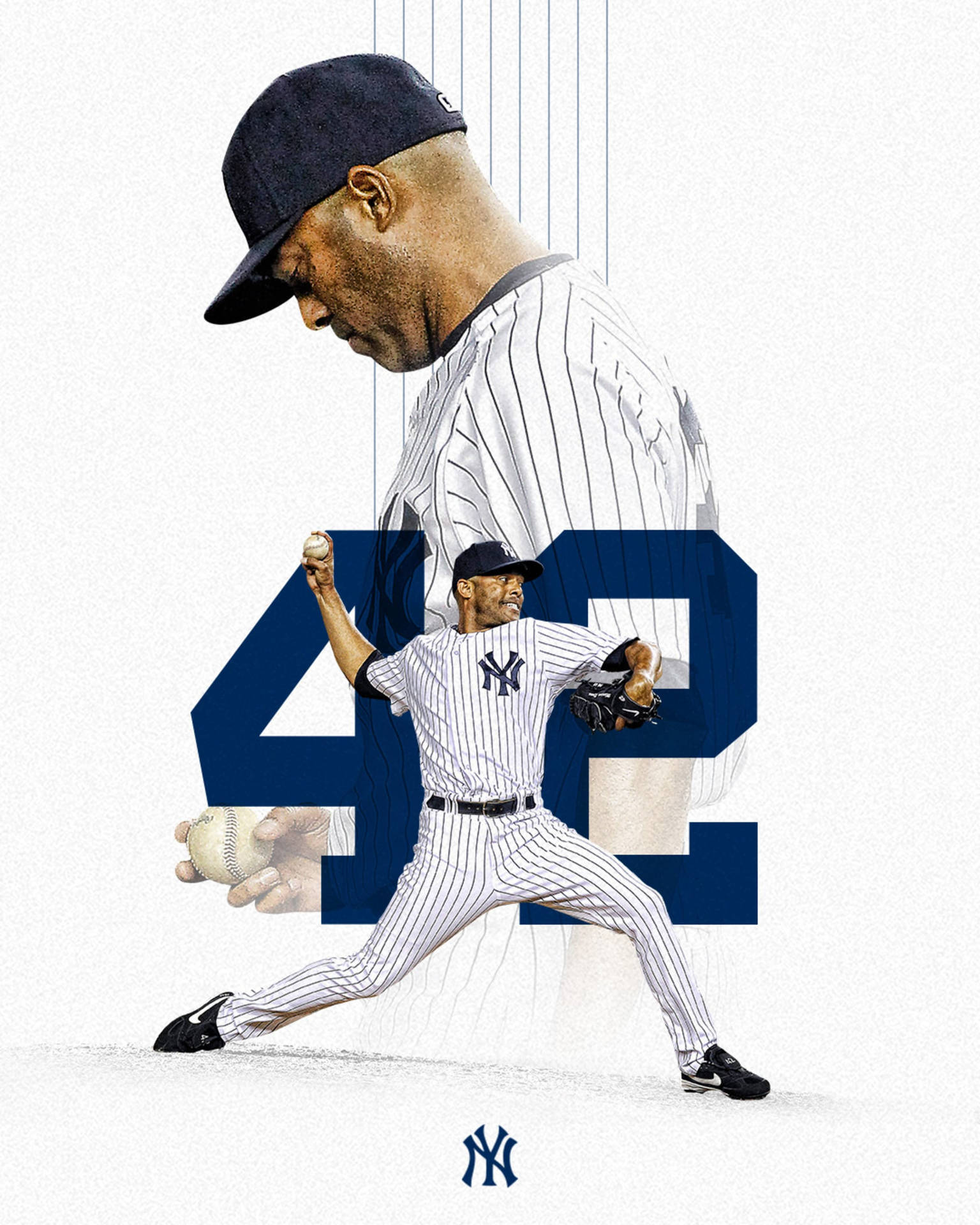 Yankees Mariano Rivera ser ned Motivationsindretning Tapet Wallpaper