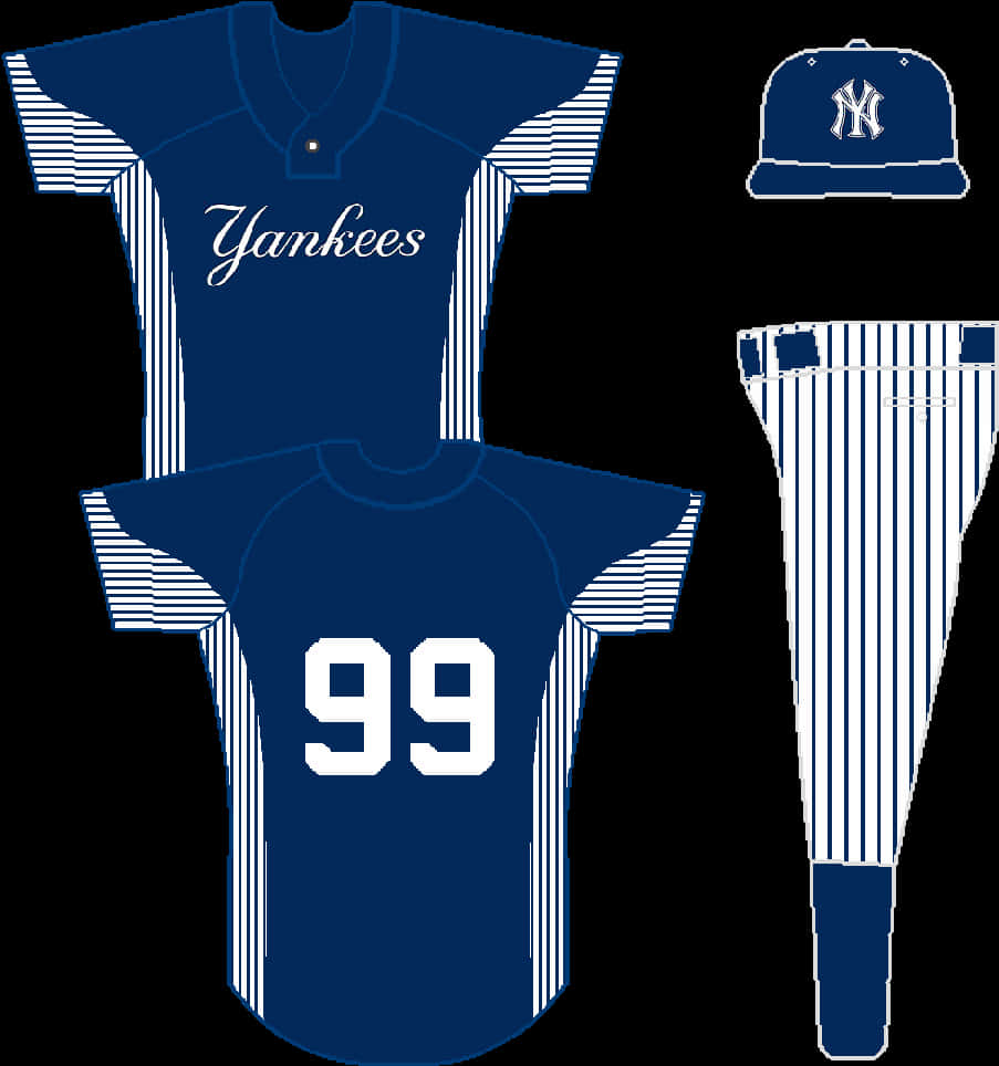 Yankees Uniformand Cap Design PNG