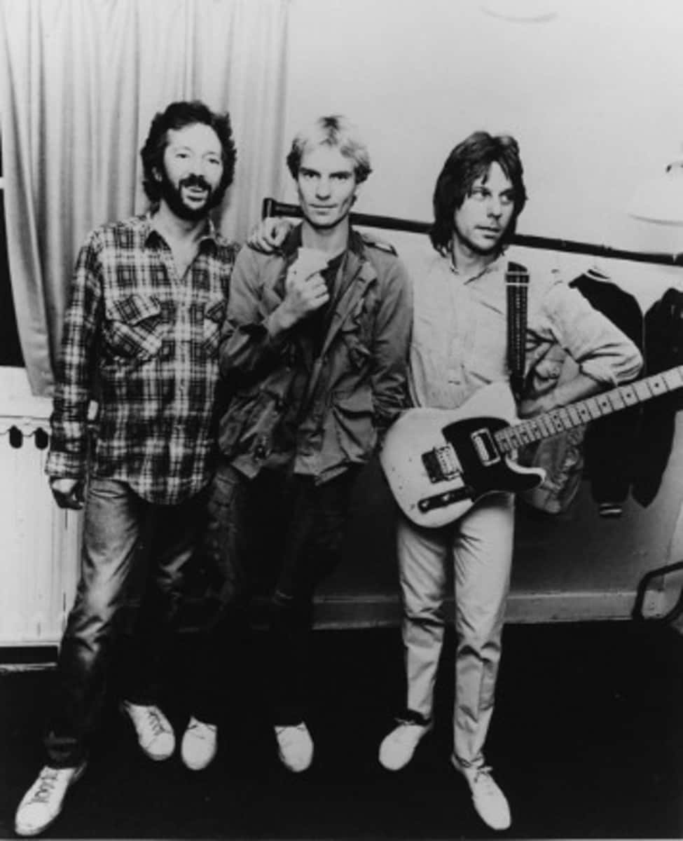 Leggendarimembri Dei Yardbirds Eric Clapton, Sting E Jeff Beck In Un Momento Notevole. Sfondo