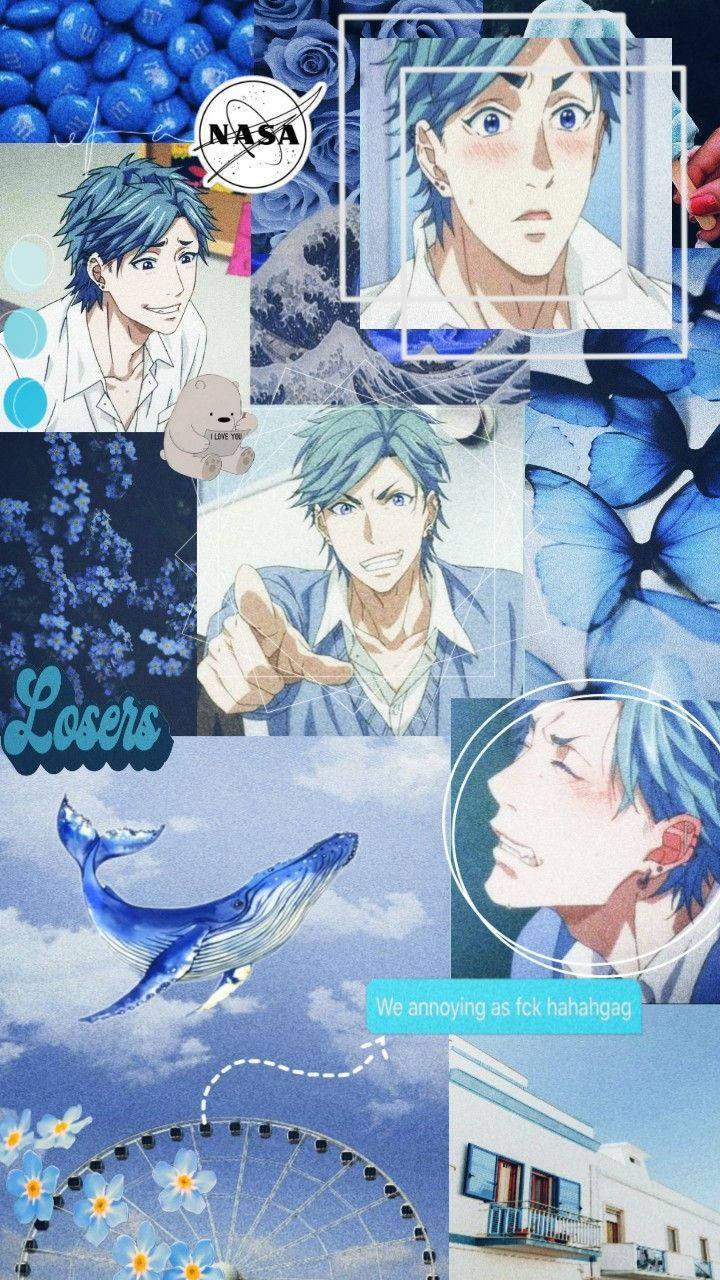 Yarichin Bitch Club Blue Collage Art