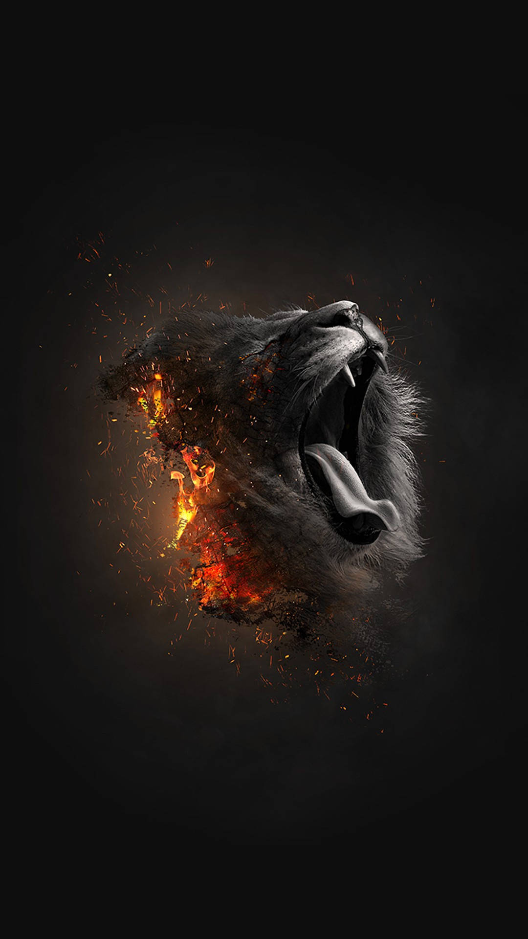 Yawning Fire Lion Wallpaper