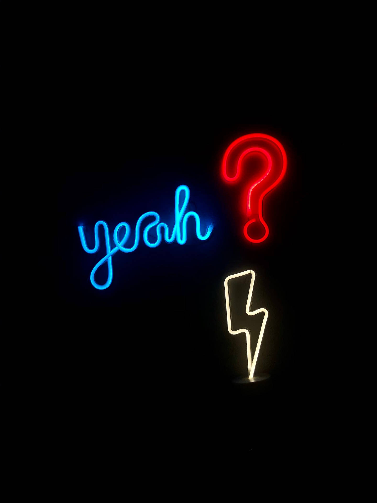 "yeah?" In Neon Blue Iphone Wallpaper