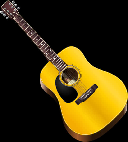 Yellow Acoustic Guitar PNG