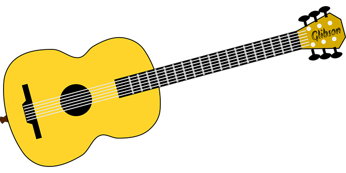 Yellow Acoustic Guitar Illustration PNG